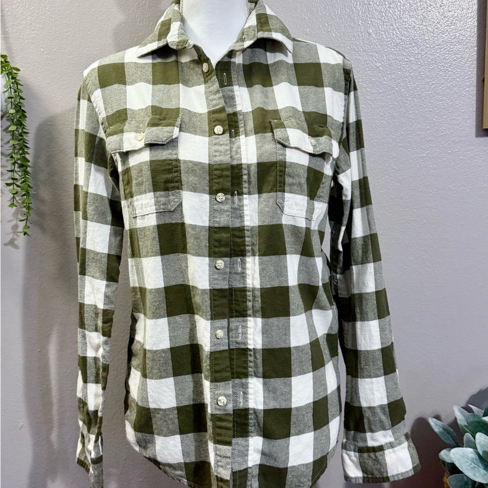 Goodfellow & Co Olive and Cream Plaid Shirt